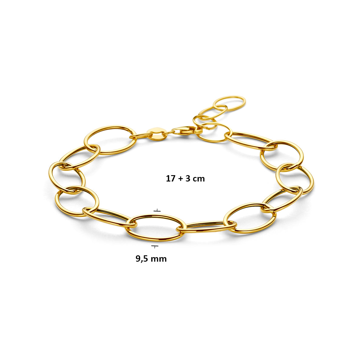 armband 9,5 mm 17 + 3 cm 14K geelgoud
