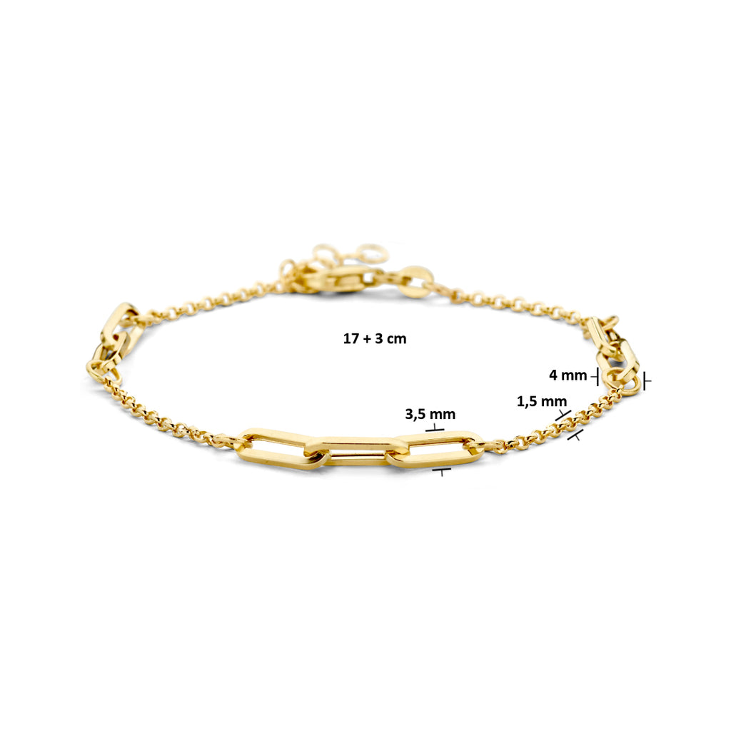 armband jasseron en paperclip 3,5 mm 17 + 3 cm 14K geelgoud