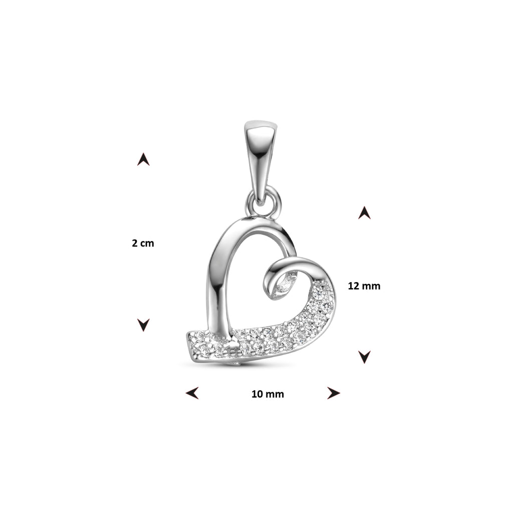 hanger hart zirkonia zilver gerhodineerd