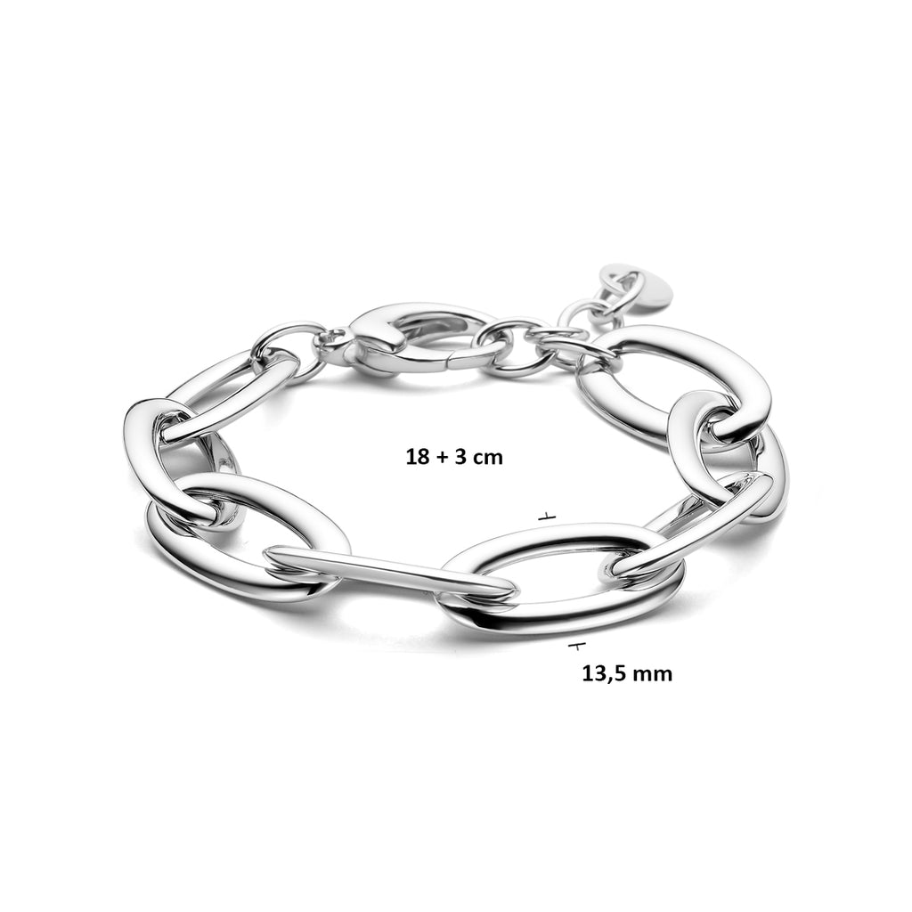 Armband 13,5 mm 18 + 3 cm Silber rhodiniert