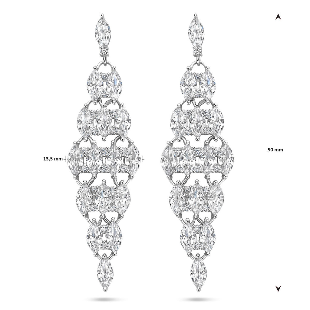 Ohrhänger Zirkonia 50 mm Silber rhodiniert