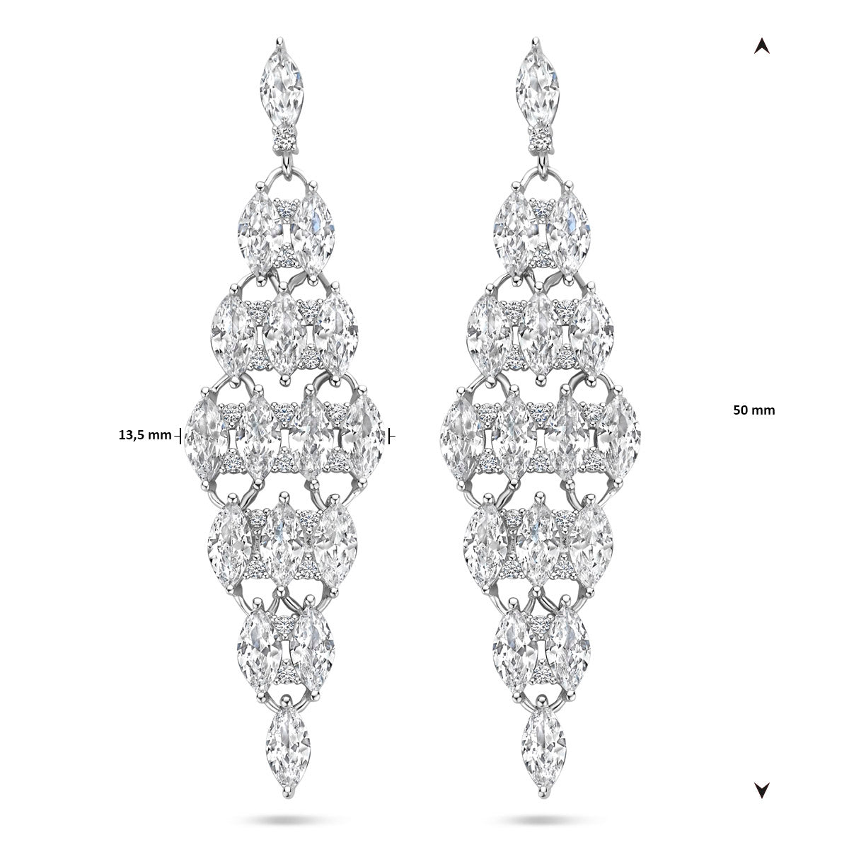 Ohrhänger Zirkonia 50 mm Silber rhodiniert