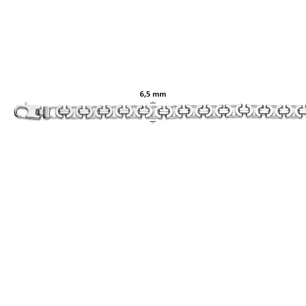 Armband King flach 6,5 mm Silber rhodiniert