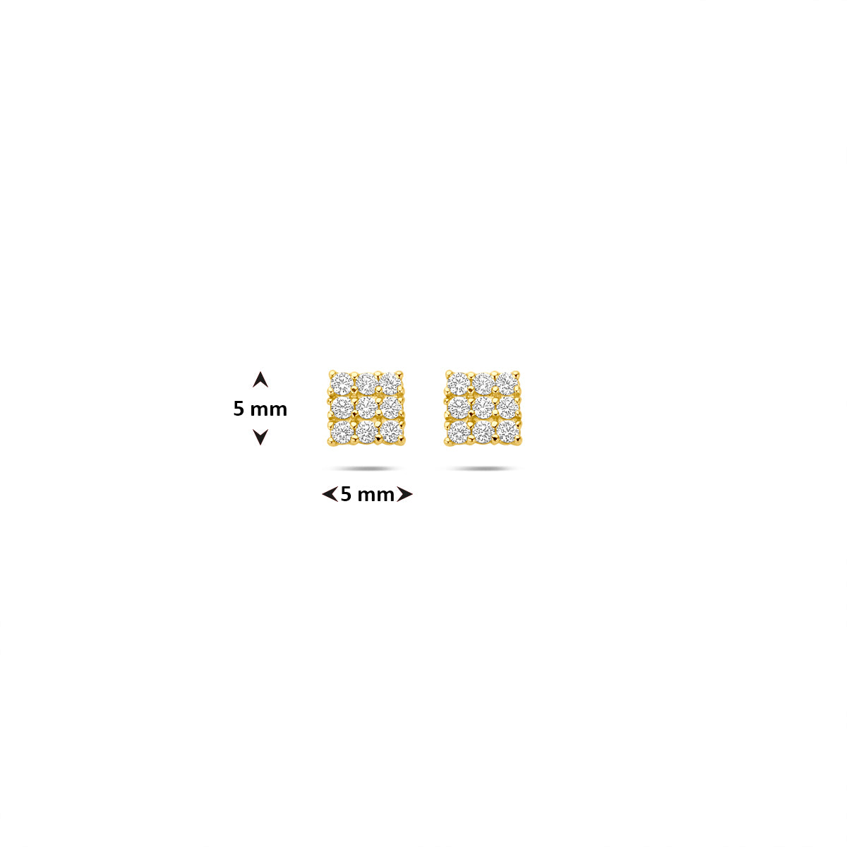 Ohrstecker Zirkonia 5 mm 14K Gelbgold