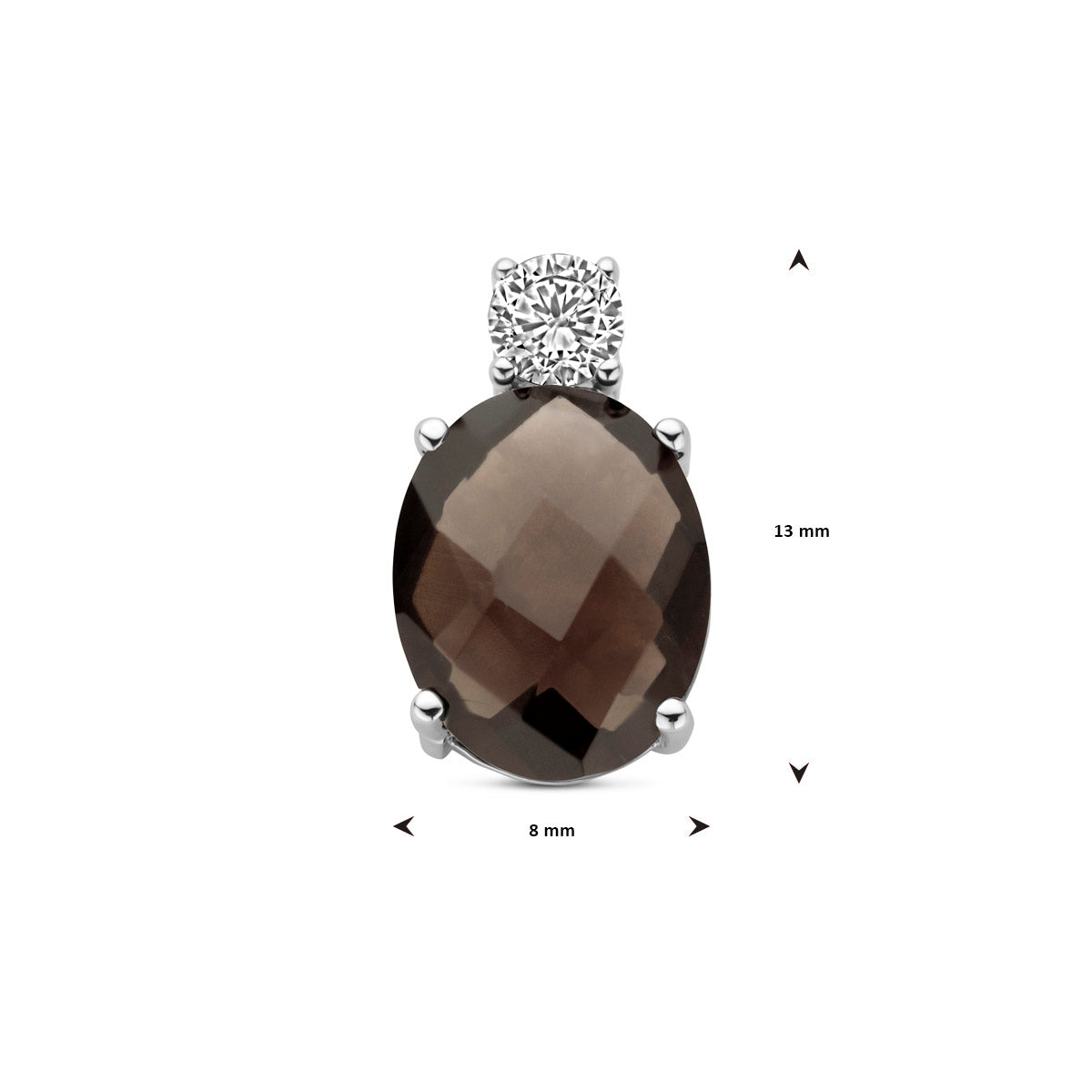 Anhänger Rauchquarz und Zirkonia 13 mm Silber rhodiniert