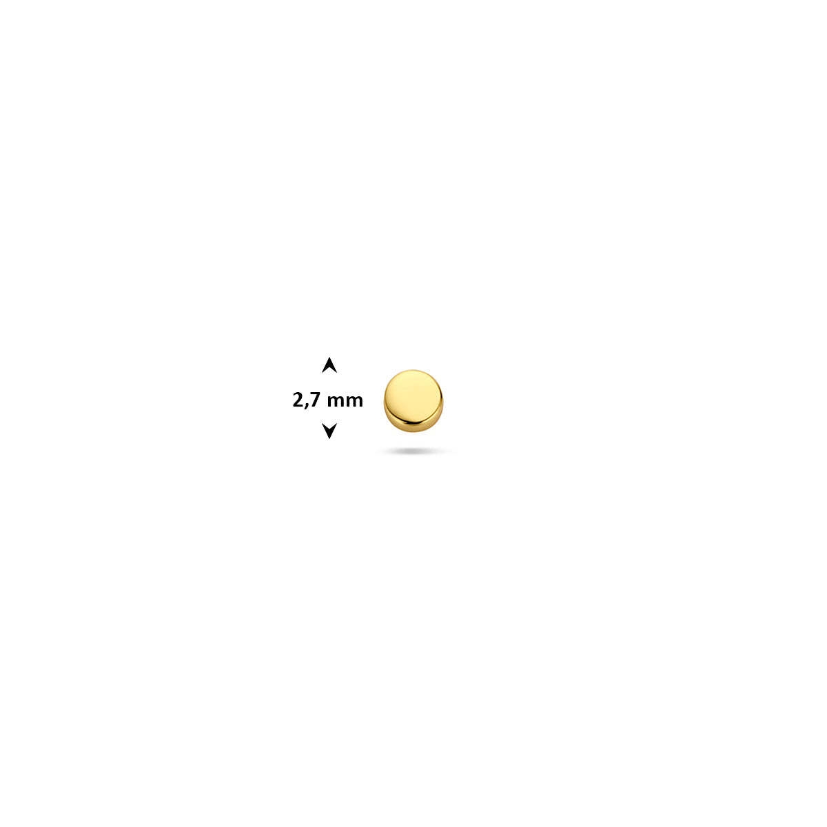 flat back piercing rond 2,7 mm 1 micron zilver verguld (geel)
