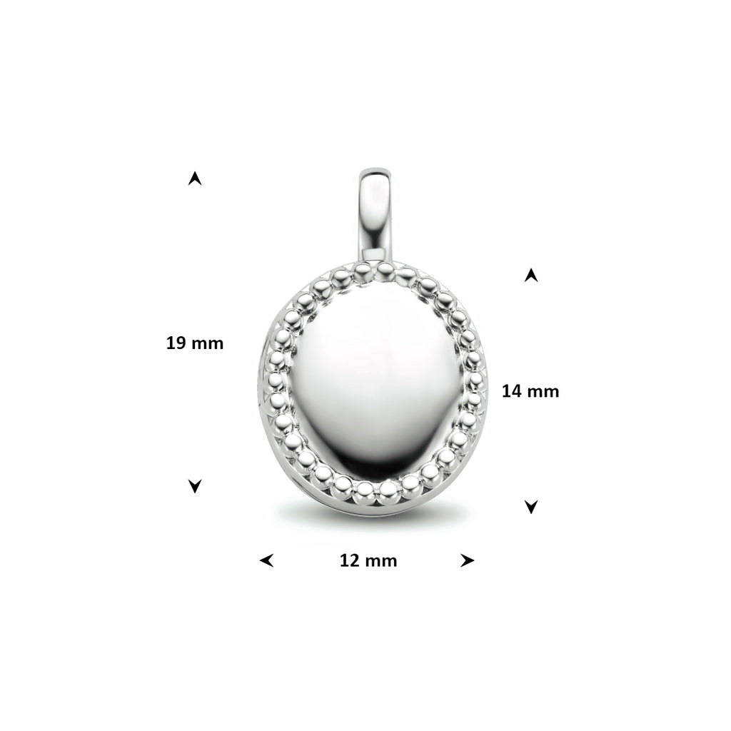 medaillon ovaal bolletjes zilver gerhodineerd