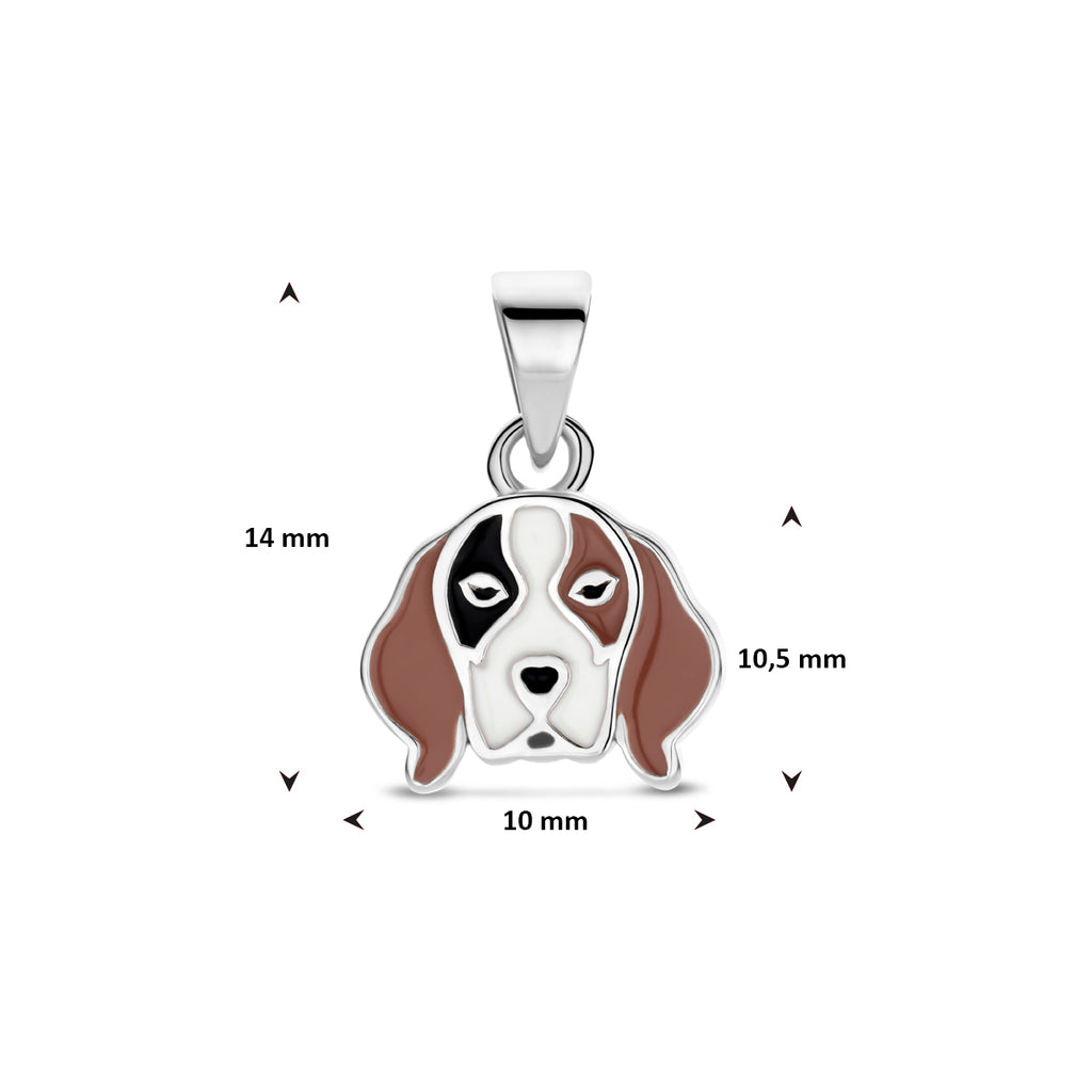 Anhänger Emaille Hund 14 mm Silber rhodiniert