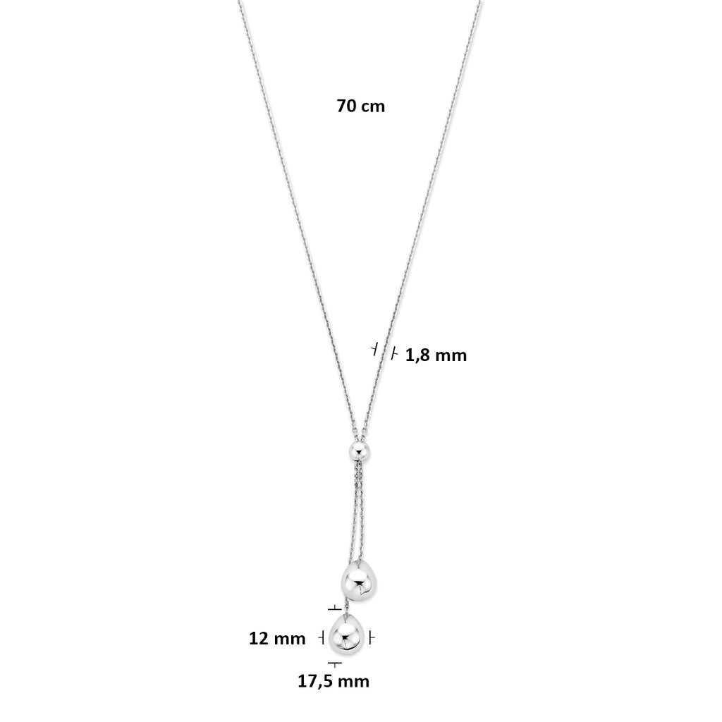 Y-Kette Kugeln 70 cm Silber rhodiniert