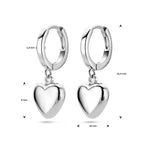 klapoorringen hart zilver gerhodineerd