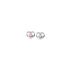 Ohrstecker Herz rosa Zirkonia silber weiß