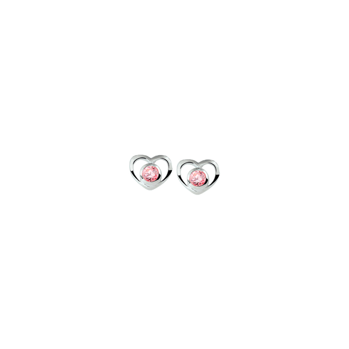Ohrstecker Herz rosa Zirkonia silber weiß