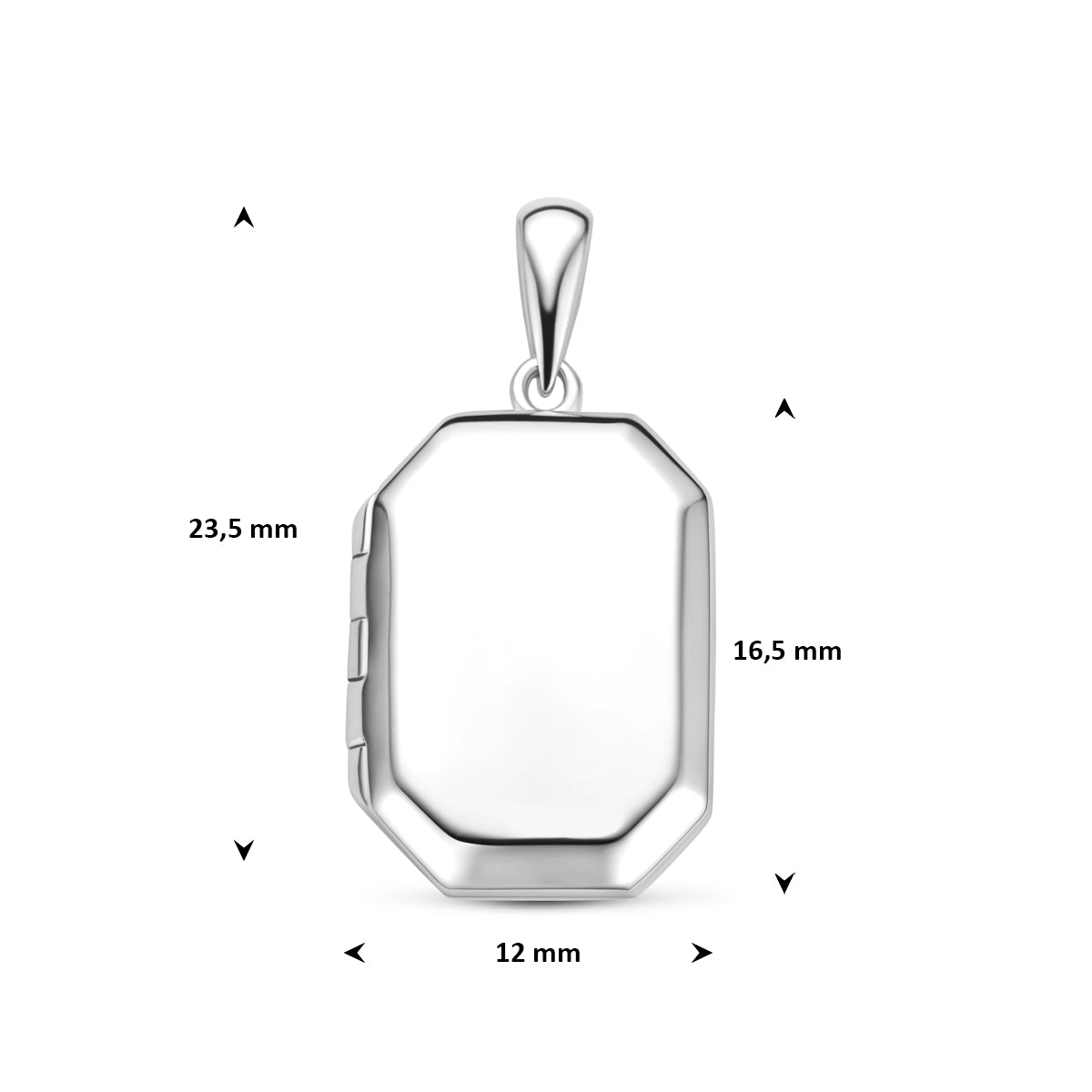 medaillon 16,5 mm zilver gerhodineerd