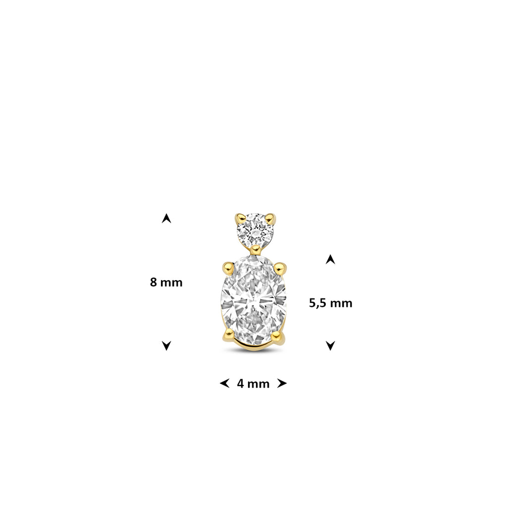 hanger lab grown diamant 0.33ct f vs 8 mm 14K geelgoud - ovaal
