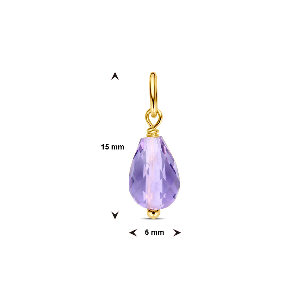 Anhänger Amethyst 15 mm 14K Gelbgold
