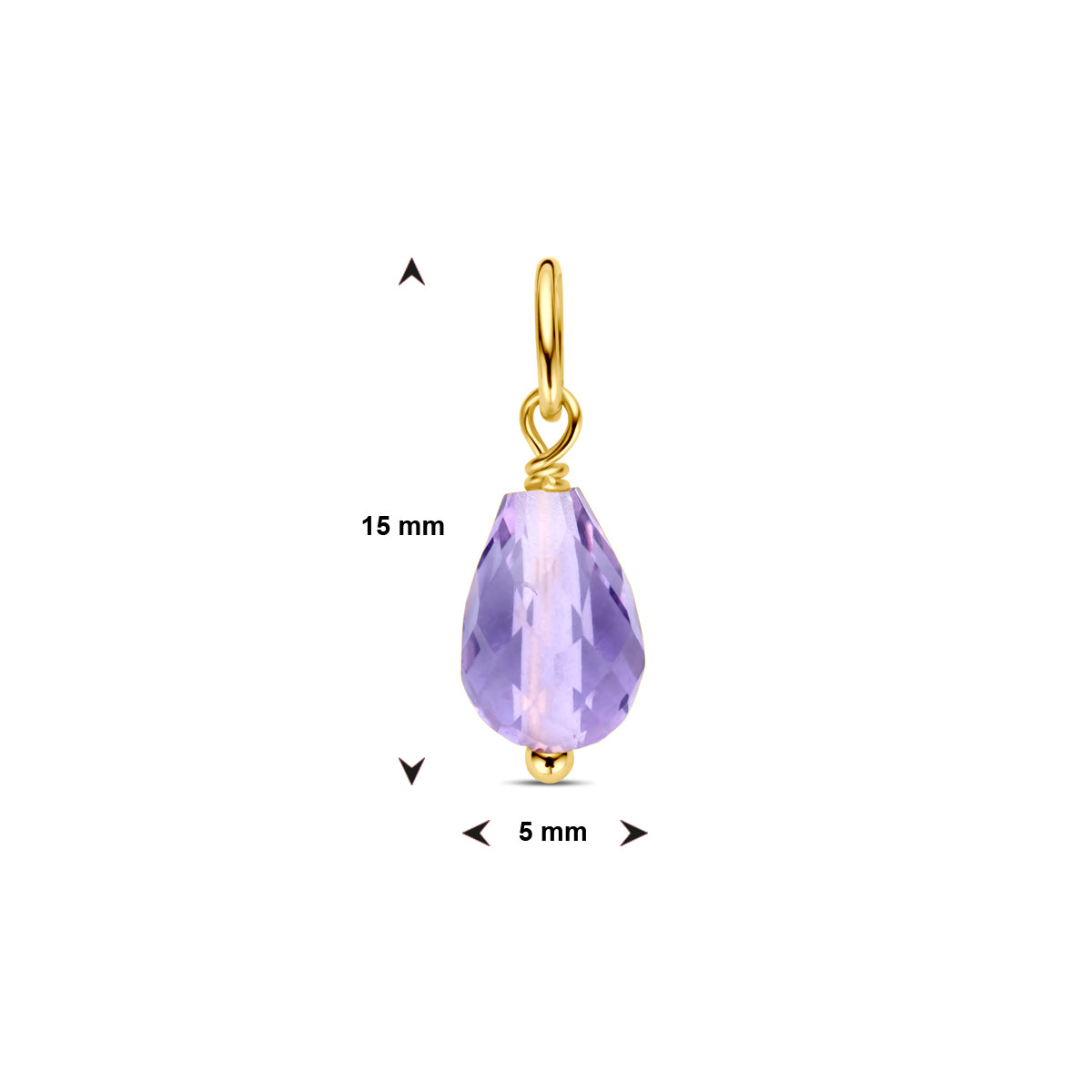 Anhänger Amethyst 15 mm 14K Gelbgold
