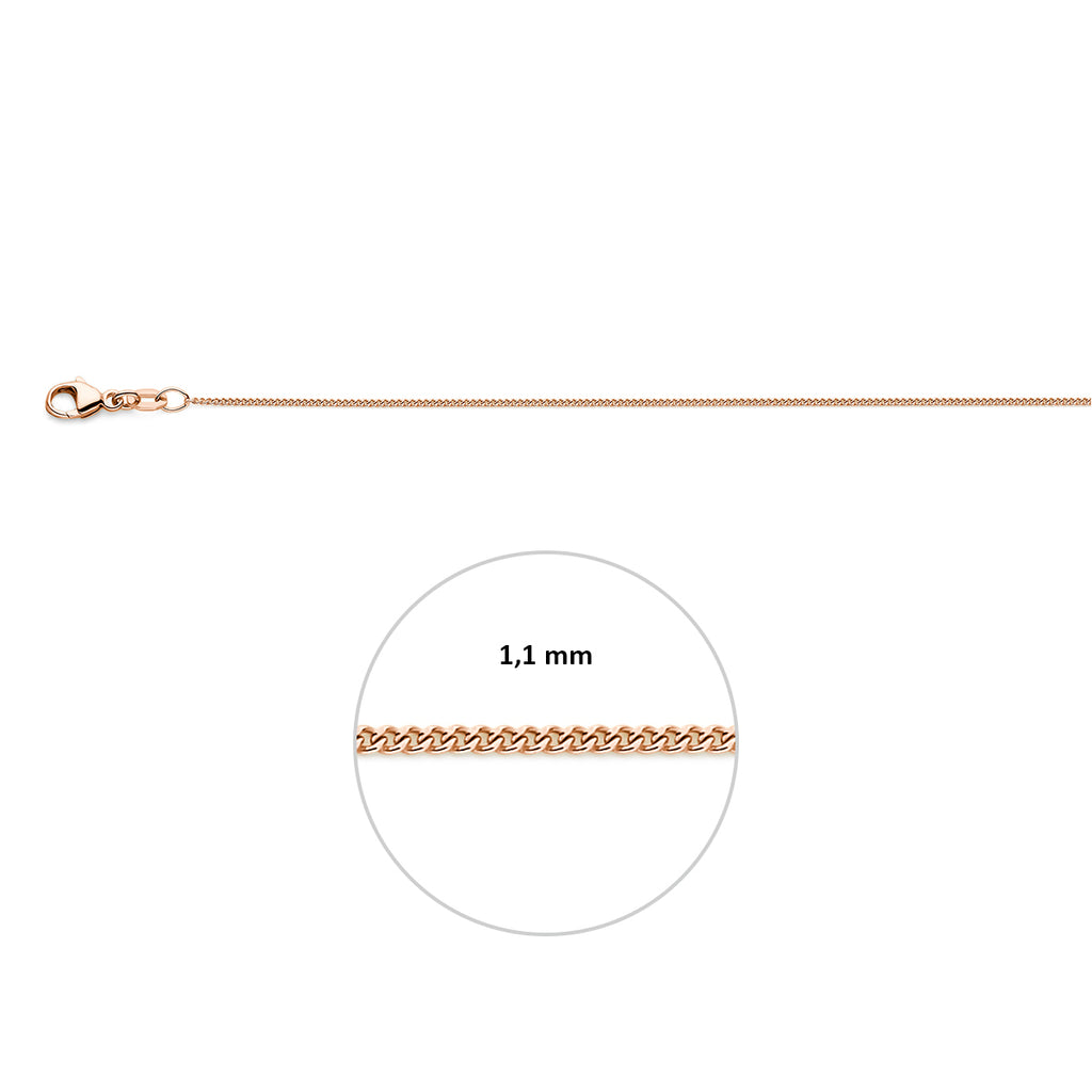 collier gourmette 1,1 mm 41 - 43 - 45 cm 18K roségoud