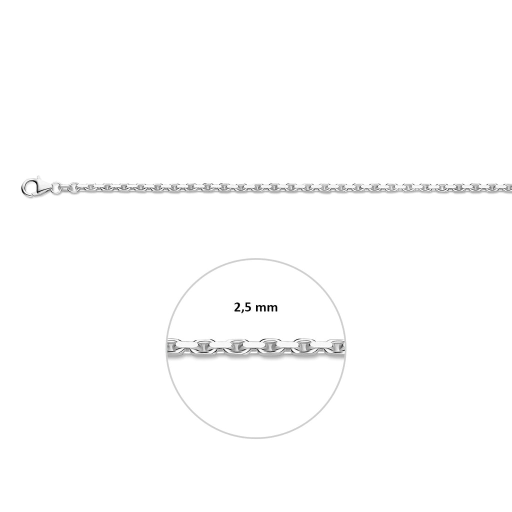 anker gediamanteerd 2,5 mm zilver wit