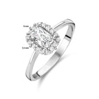Ring Zirkonia Halo Silber rhodiniert