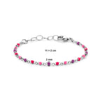armband bolletjes gekleurd emaille 11 + 2 cm zilver gerhodineerd