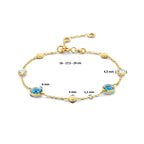 armband london blue en blauw topaas en rondjes 16 - 17,5 - 19 cm 14K geelgoud - rondje,bolletje,ringetje,draad