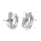 klapoorringen zirkonia 14 mm zilver gerhodineerd