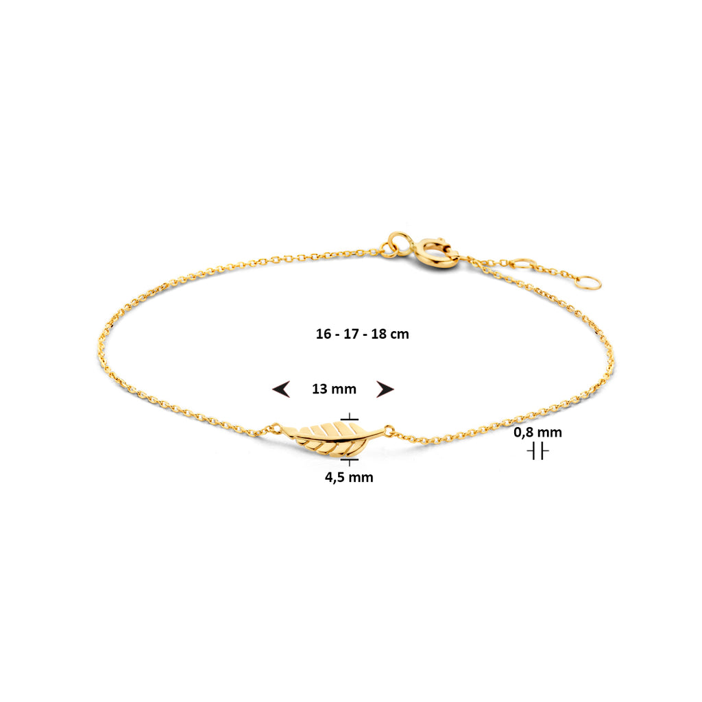 Armband Feder 16 - 17 - 18 cm 14K Gelbgold