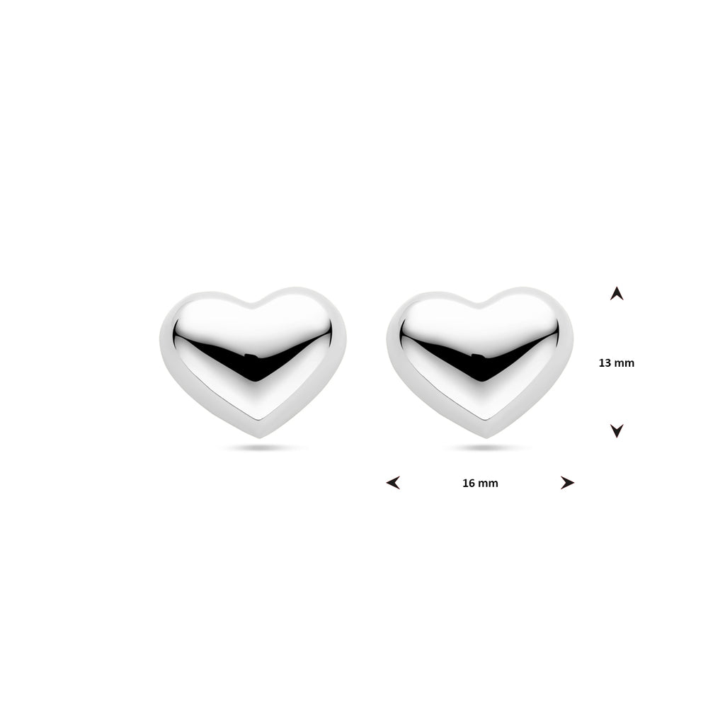 Ohrstecker Herz 13 mm Silber rhodiniert