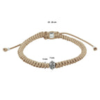 Armband Beige 7 mm 19 - 26 cm Silber rhodiniert mit Kautschuk/Nylon/Leder