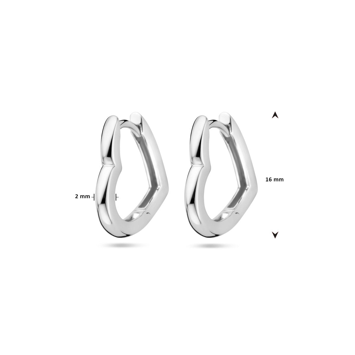 Klappcreolen Herz 16 mm rhodiniertes Silber