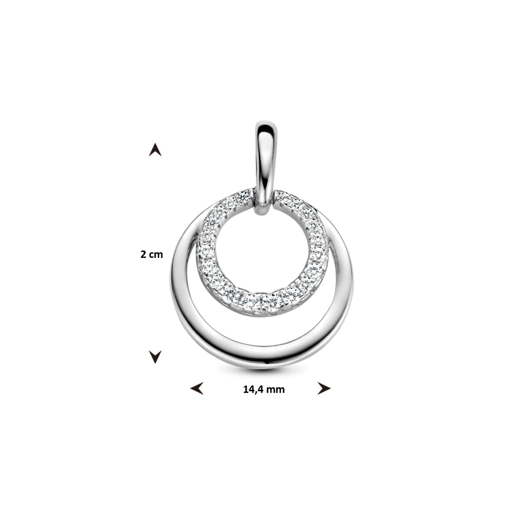 hanger rondjes zirkonia zilver gerhodineerd