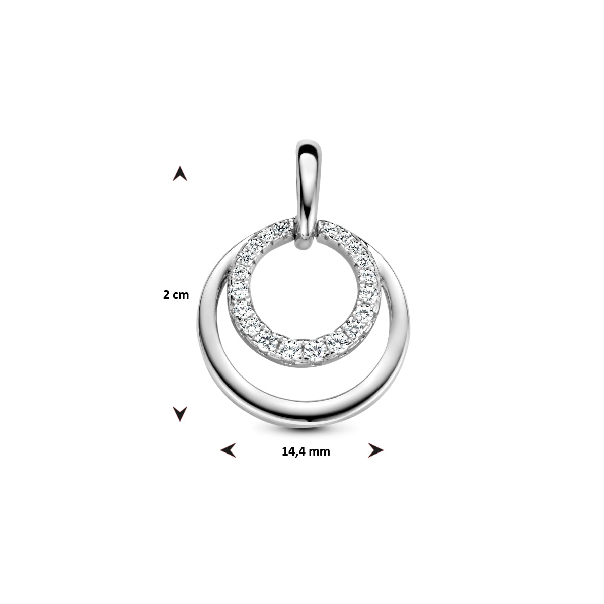 hanger rondjes zirkonia zilver gerhodineerd