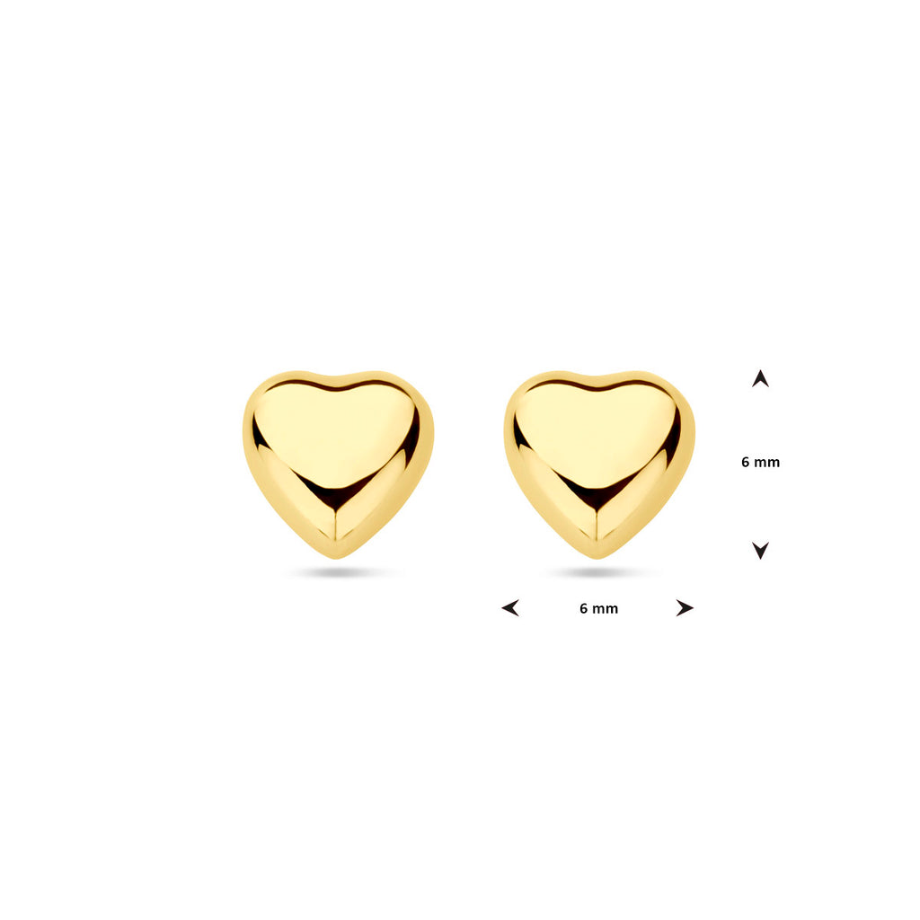 oorknoppen hart 14K geelgoud