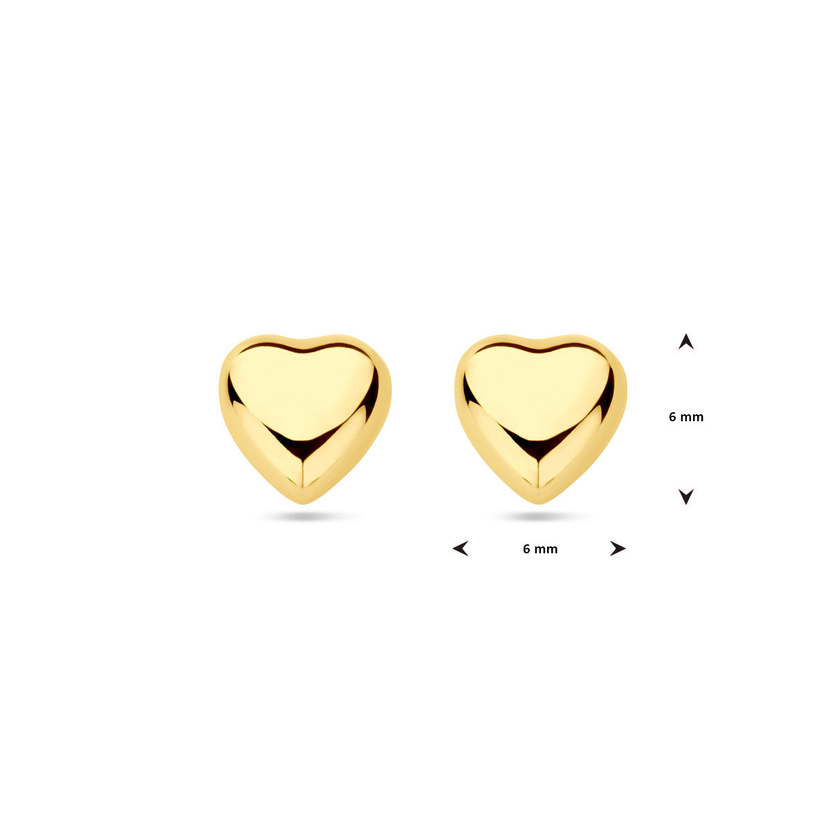 oorknoppen hart 14K geelgoud