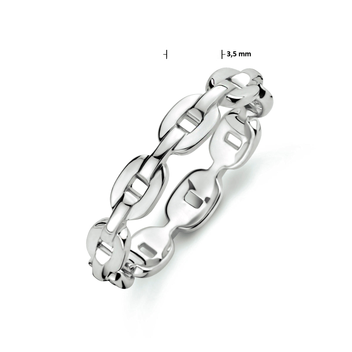 ring schakel zilver gerhodineerd