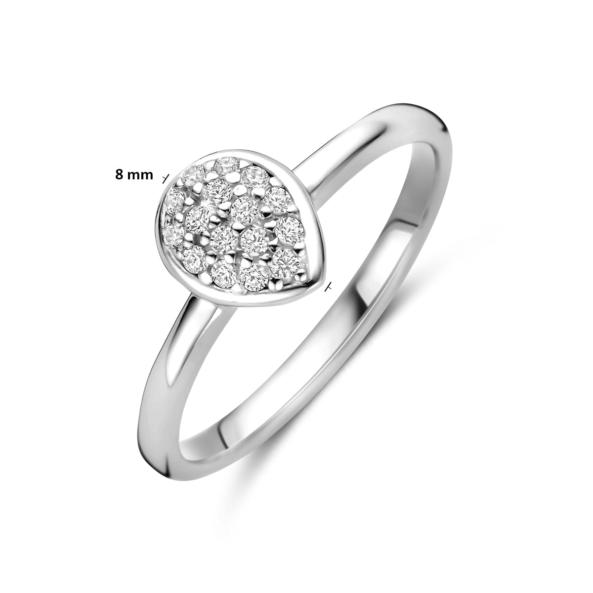 Ring Tropfen Zirkonia Silber rhodiniert