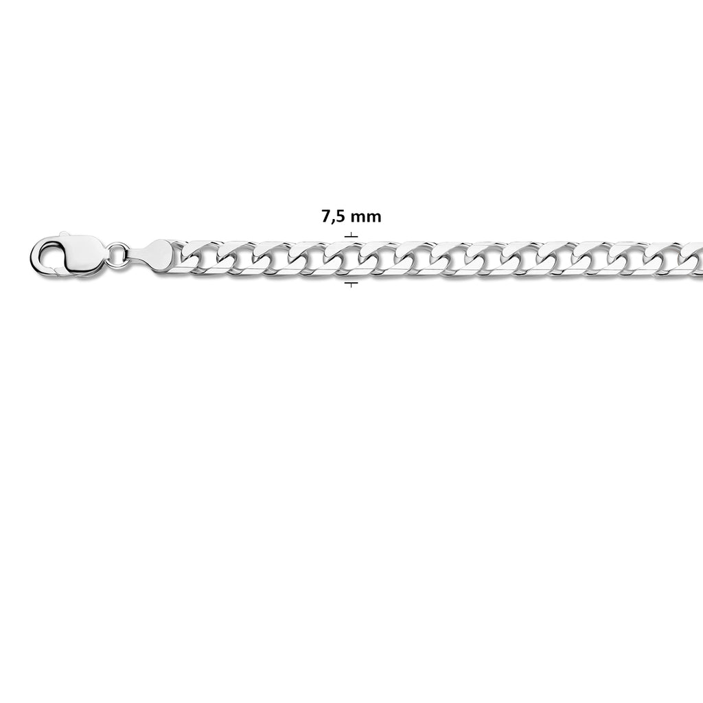 Gourmetkette 8-seitig geschliffen 7,5 mm Silber weiß