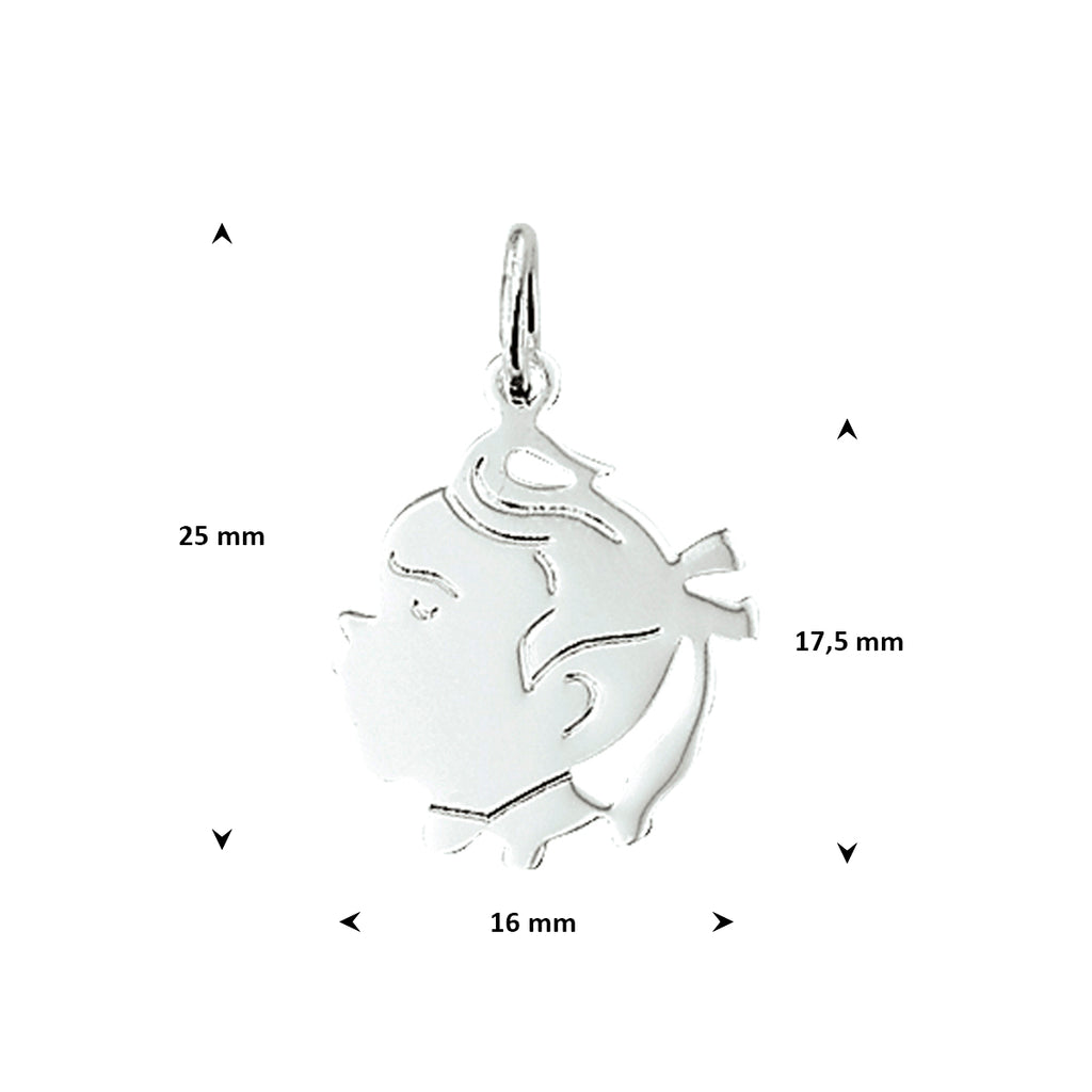 hanger meisje 17,5 mm zilver wit