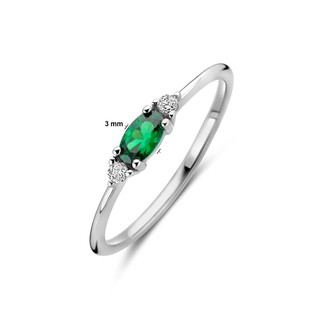 Ring aus weißem und grünem Zirkonia, Silber rhodiniert
