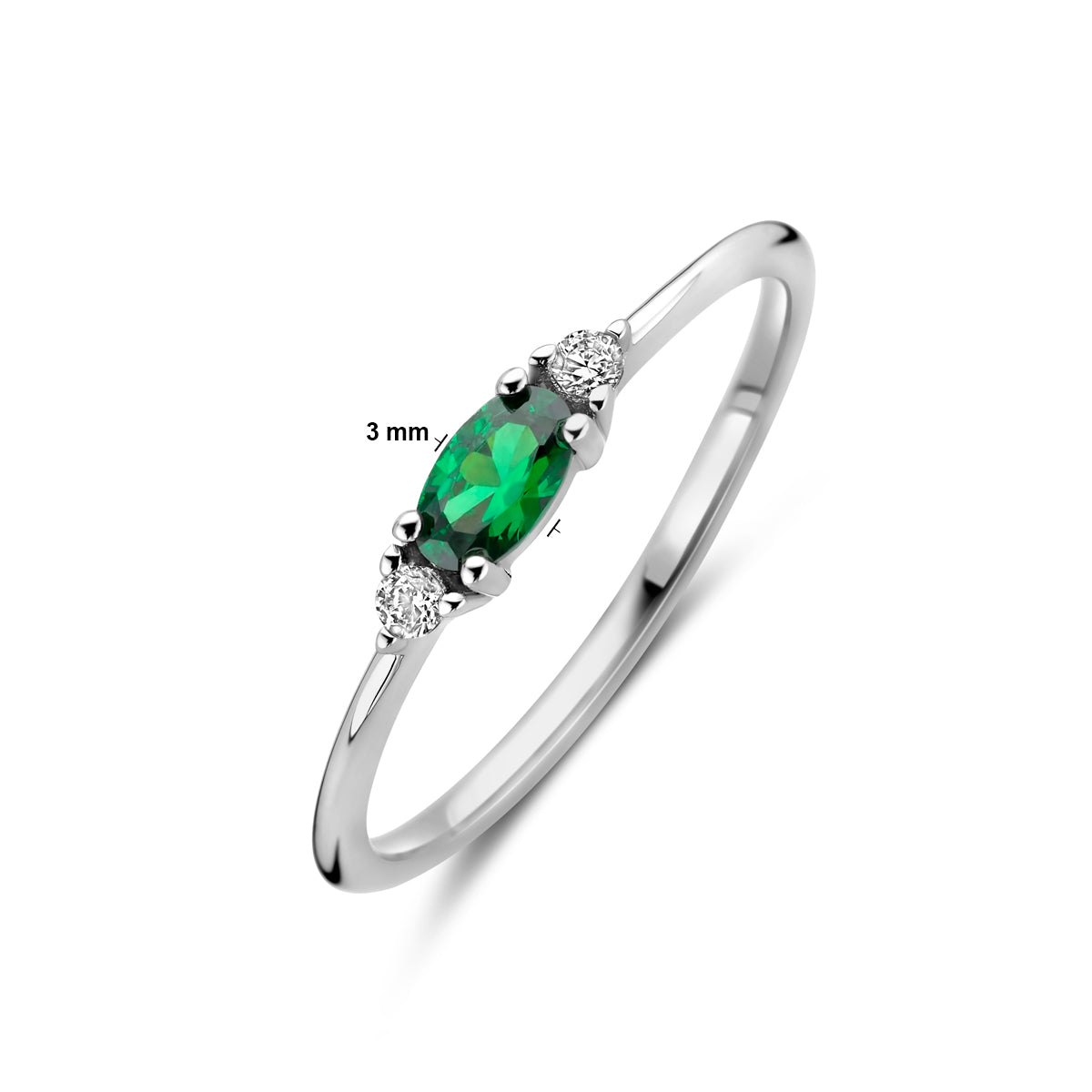 Ring aus weißem und grünem Zirkonia, Silber rhodiniert