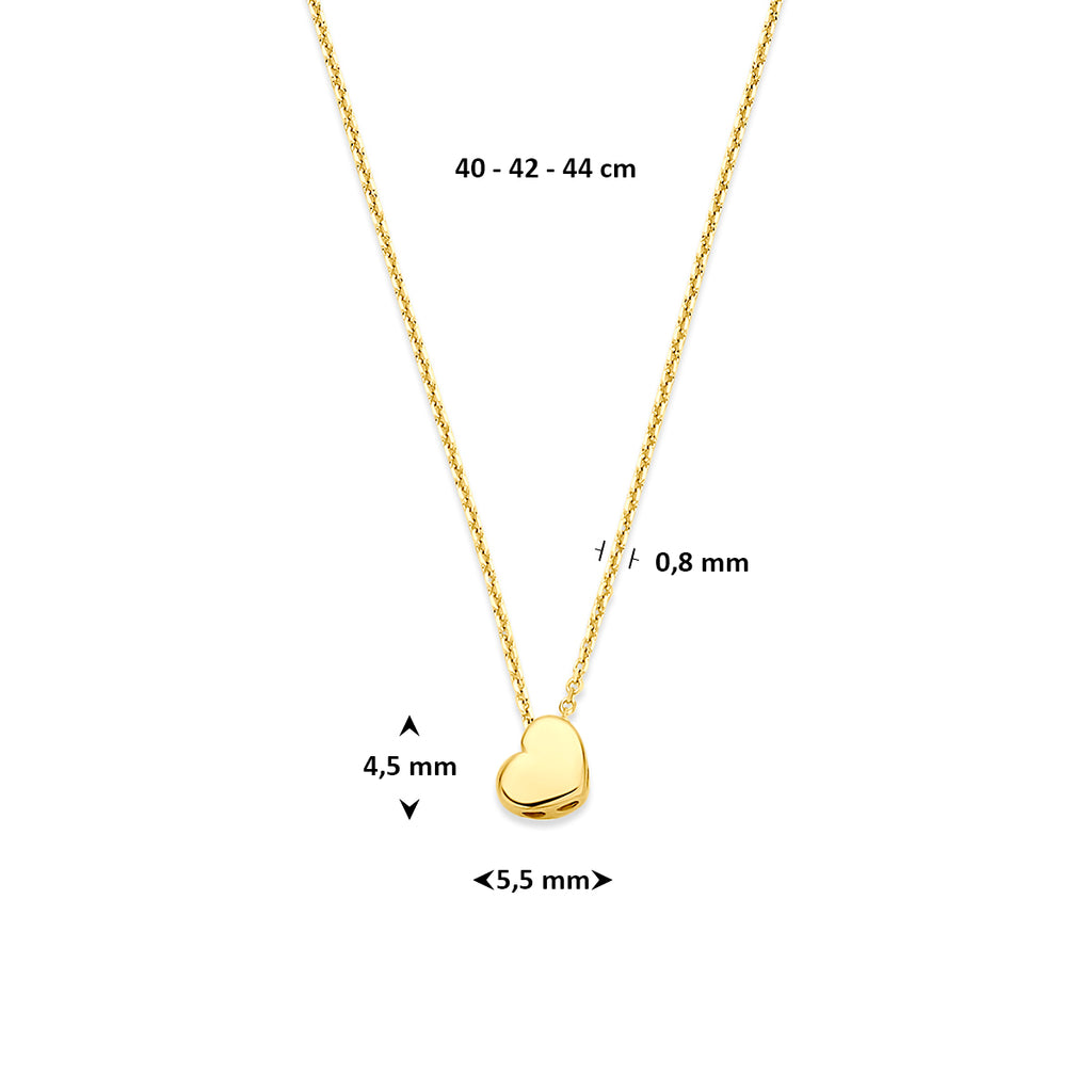 collier hartje 40 - 42 - 44 cm 14K geelgoud