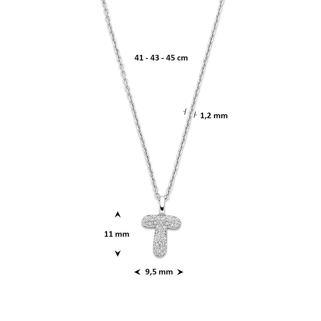 Halskette Buchstabe Zirkonia 41 - 43 - 45 cm Silber rhodiniert