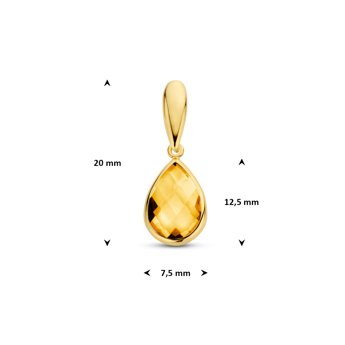 Anhänger Citrin 12,5 mm 14K Gelbgold