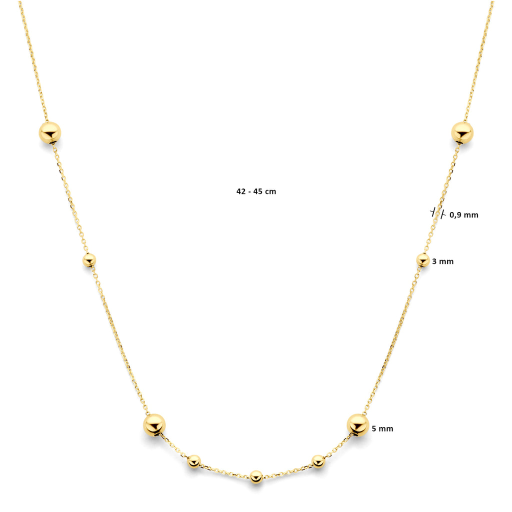 collier bolletjes 42 - 45 cm 14K geelgoud