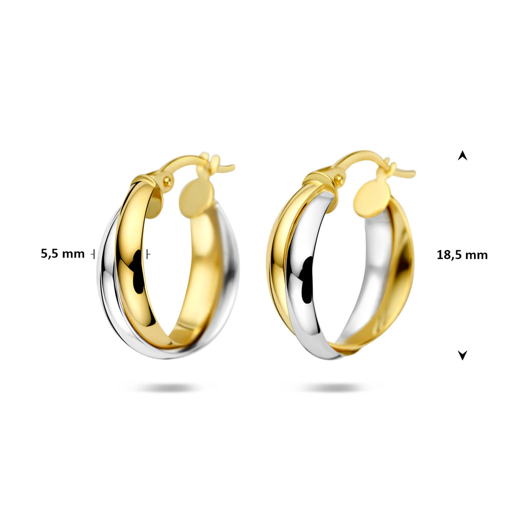 oorringen 18,5 mm 14K bicolor goud geel/wit