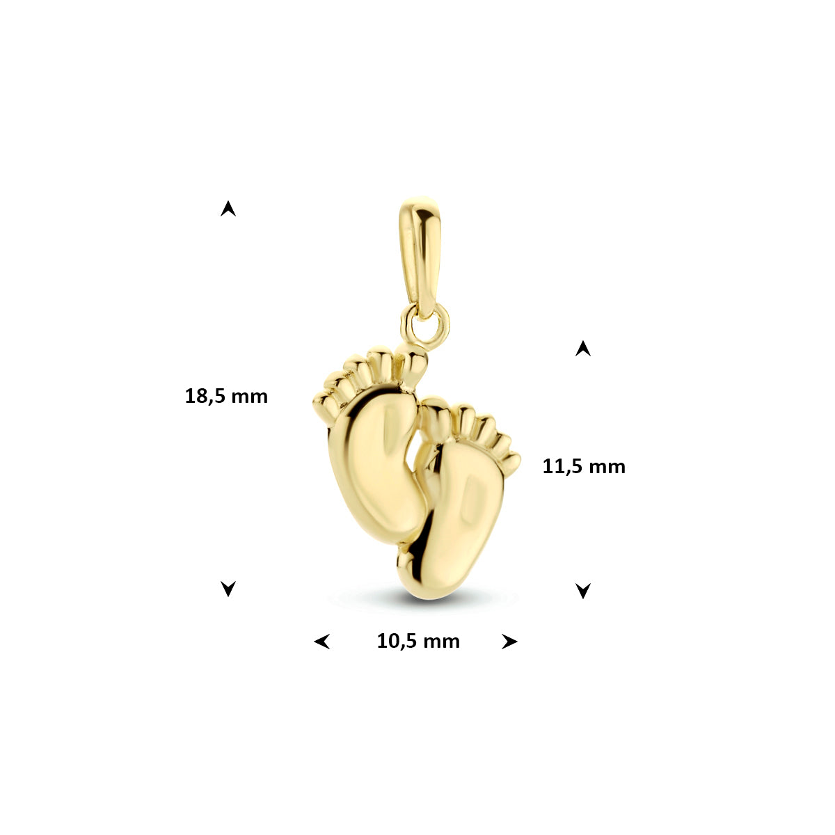 hanger baby voetjes 11,5 mm 14K geelgoud