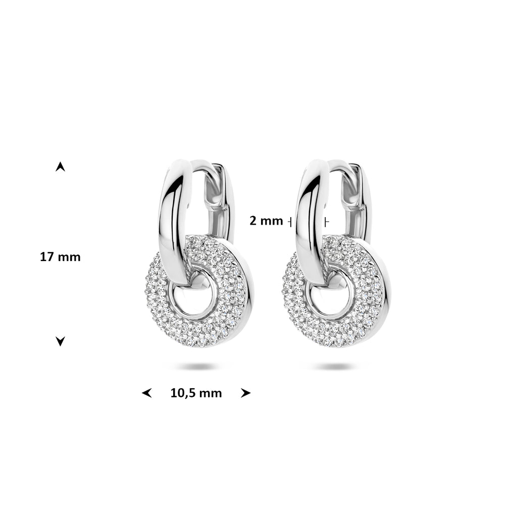 Ohrringe Zirkonia 17 mm Silber rhodiniert
