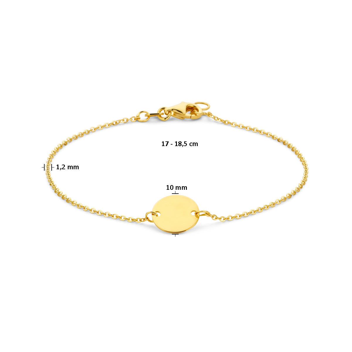 armband cirkel 17 - 18,5 cm 14K geelgoud