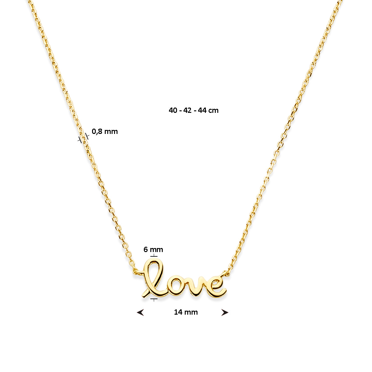 Halskette Love 40  42  44 cm 14K Gelbgold