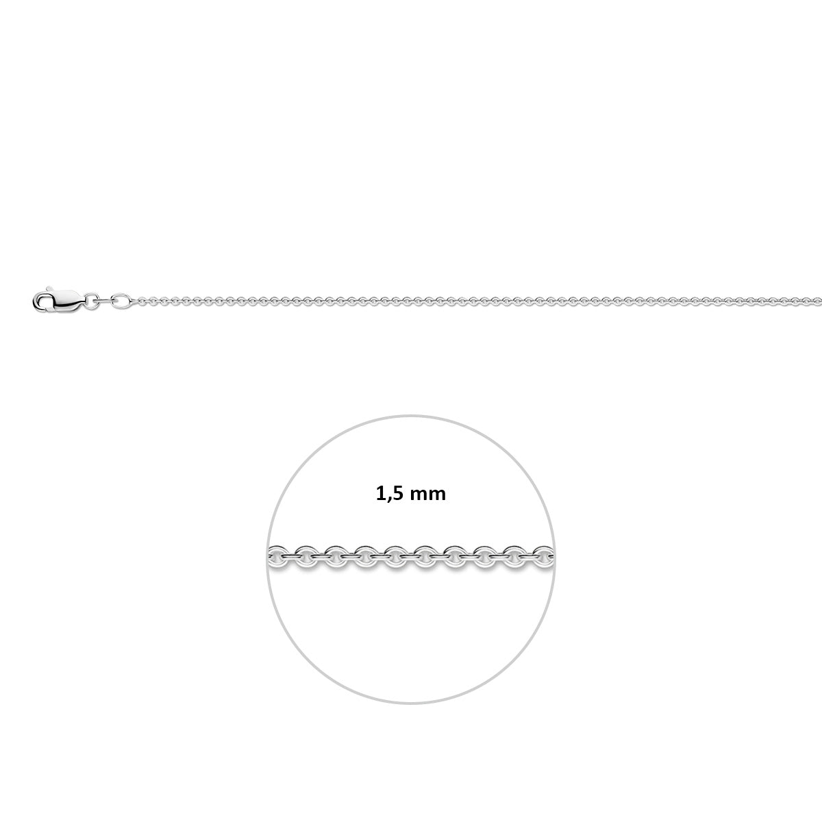 anker rond 1,5 mm zilver wit